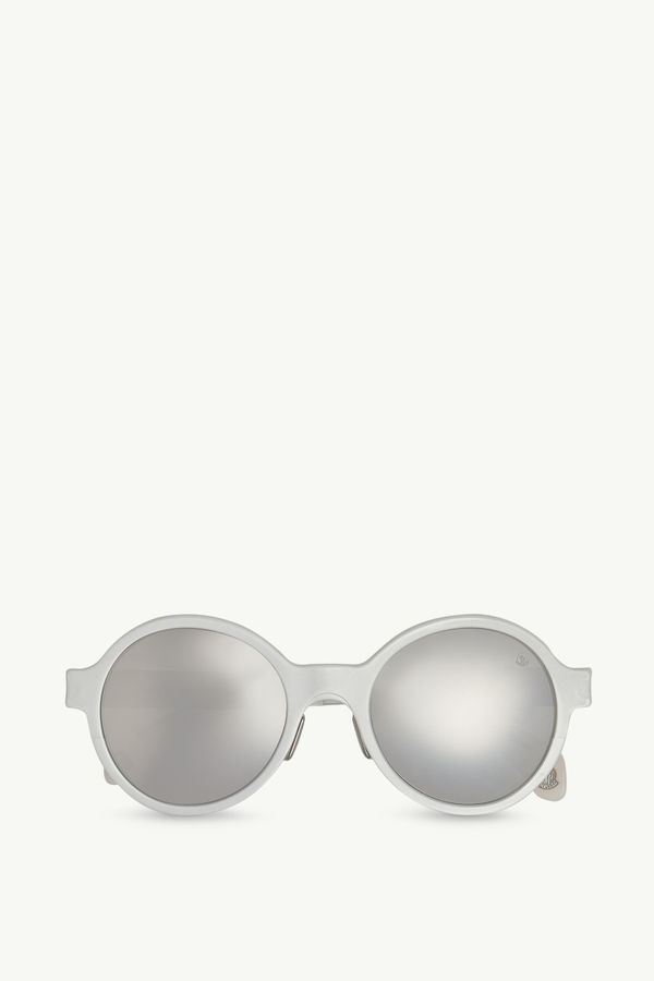 Rondo Round Sunglasses Gender Neutral Matte Silver Moncler 0