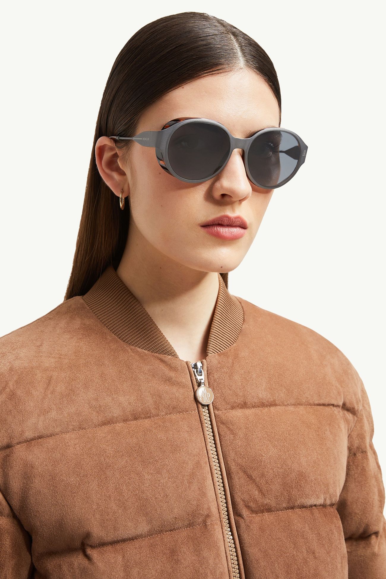 Auros男女款圆形太阳镜 哑光煤灰色 Moncler 2