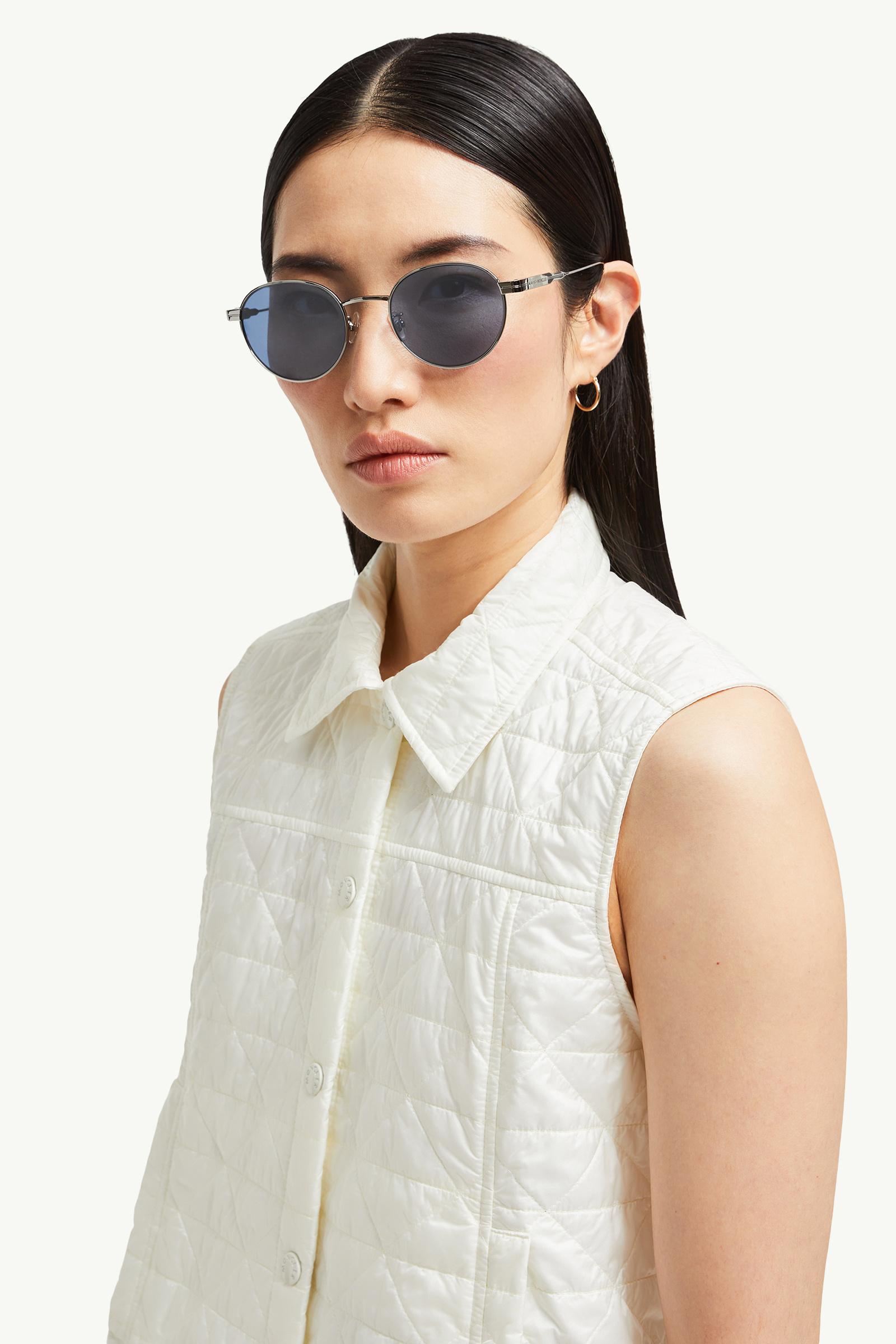 MONCLER モンクレール LOGO Sunglasses ROUND Shiny Black Rondosa Round Sunglasses - Sunglasses for Men