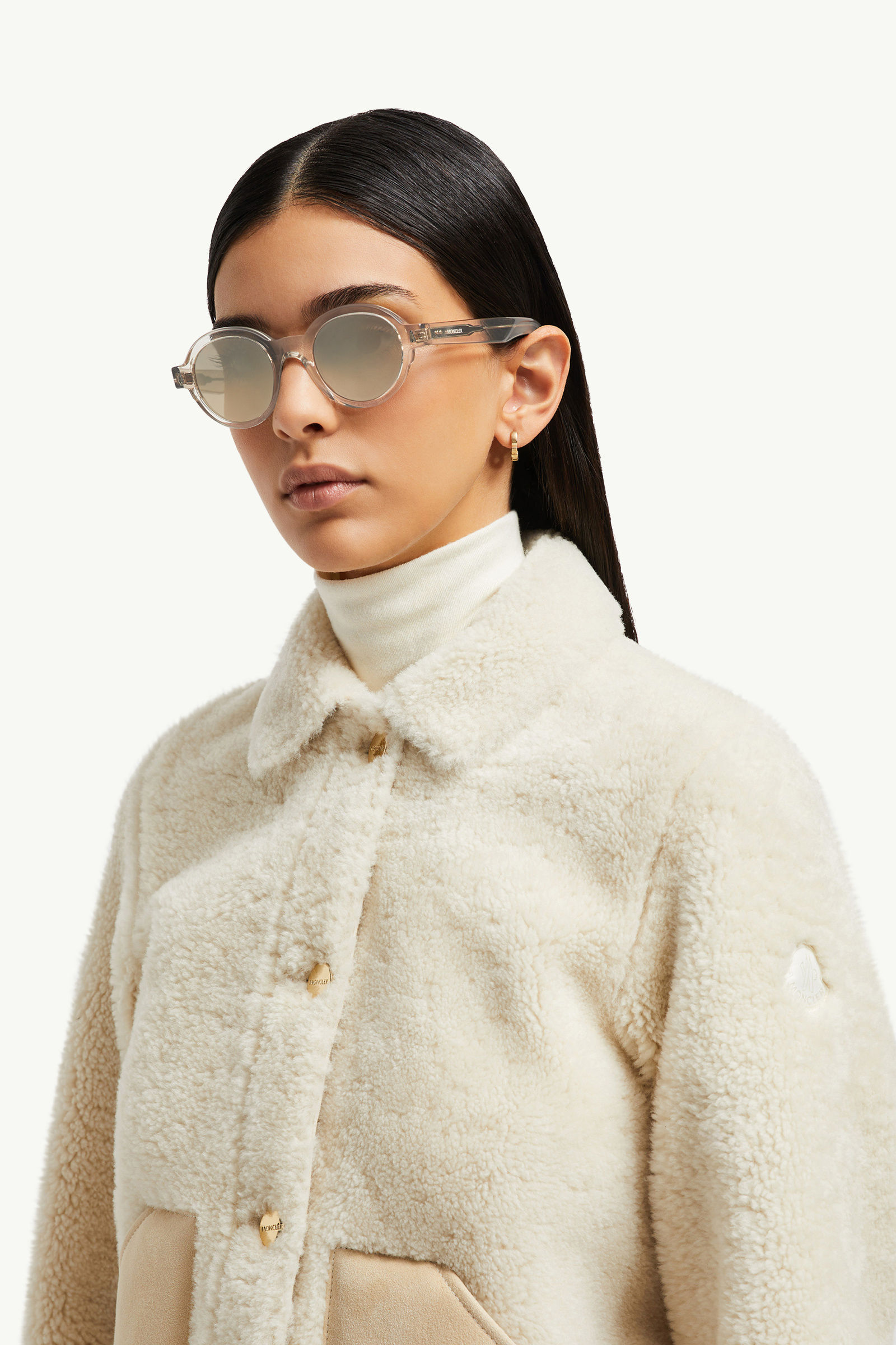 Rondosa Round Sunglasses Gender Neutral Shiny Transparent Off-white Moncler 7