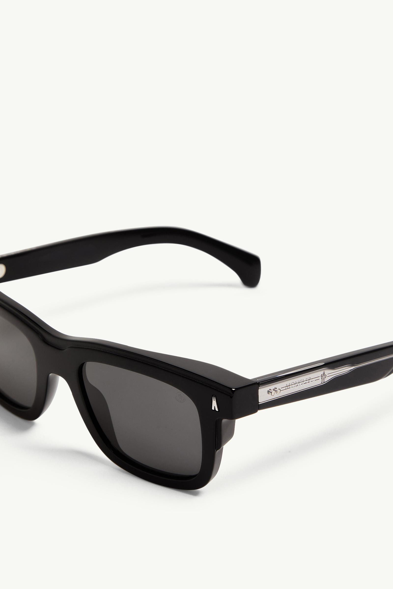 MONCLER ラウントフレムサンクラス ME4001 101387 Shiny Black Claro Squared Sunglasses - Sunglasses for Men