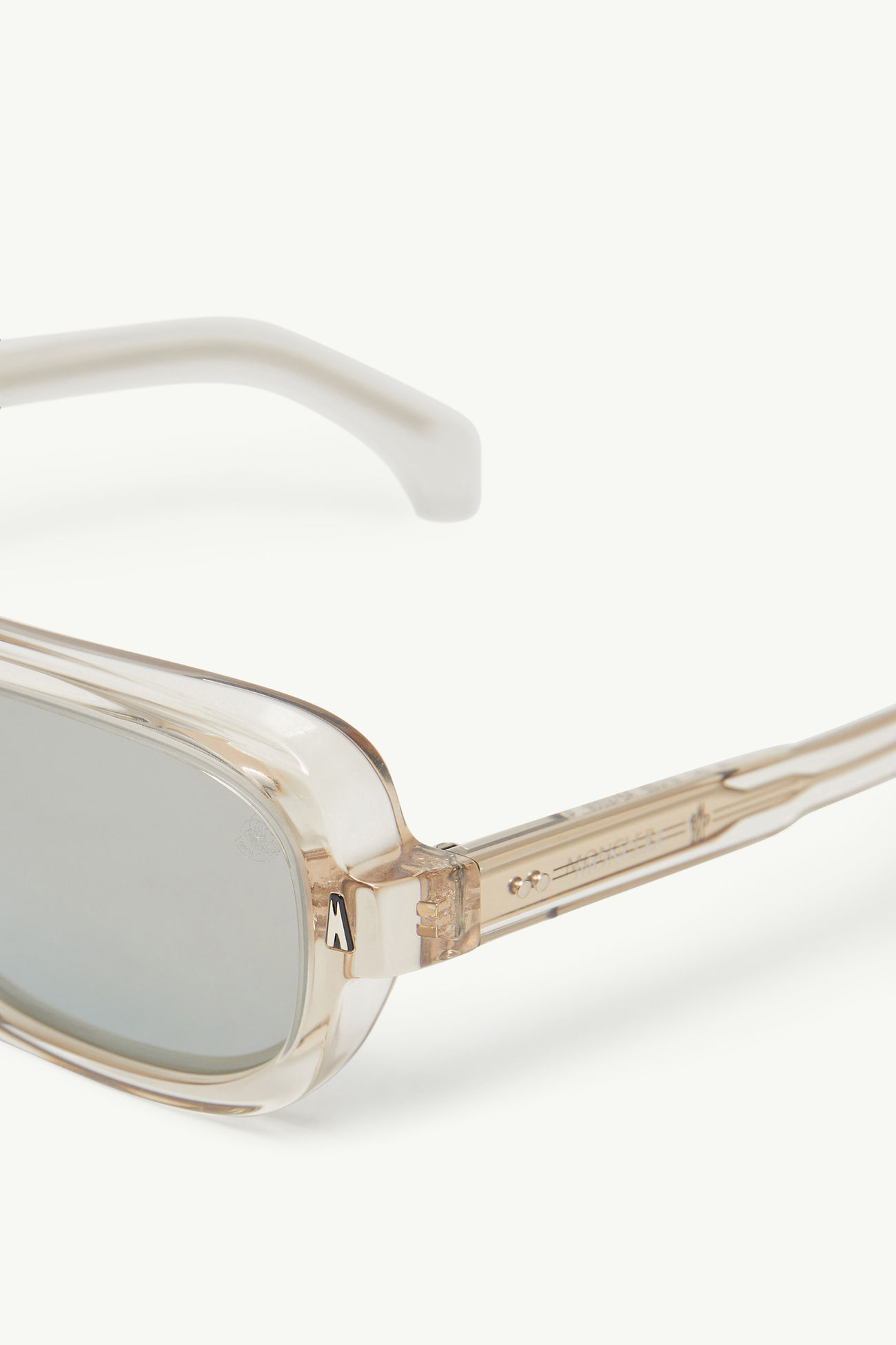 Suntrap rechteckige Sonnenbrille TRANSPARENT GLÄNZEND CREMEFARBEN Moncler 3