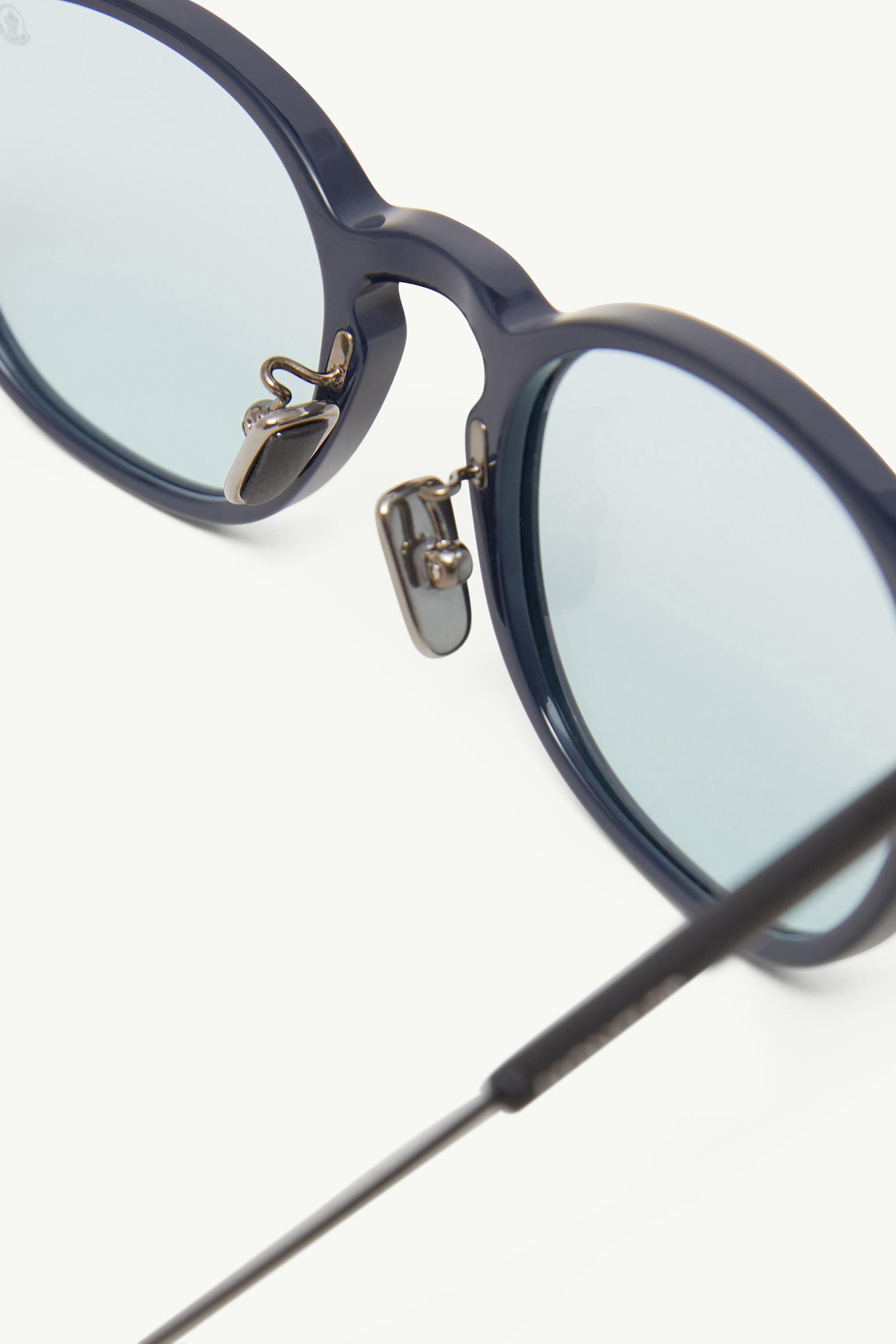 Shiny Dark Blue Barbb Round Sunglasses - Sunglasses for Men