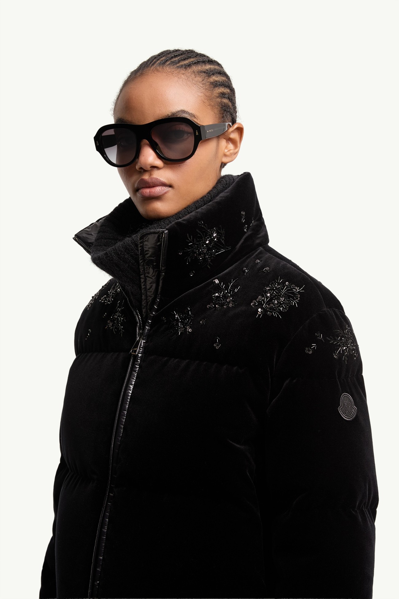 Elevane男女款矩形太阳镜 中性 亮黑色 Moncler 1