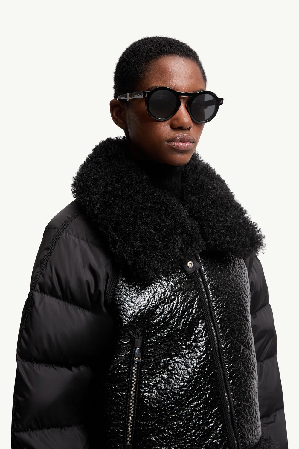 Lunettes de soleil rondes Glisse Mixte Noir Brillant Moncler 1