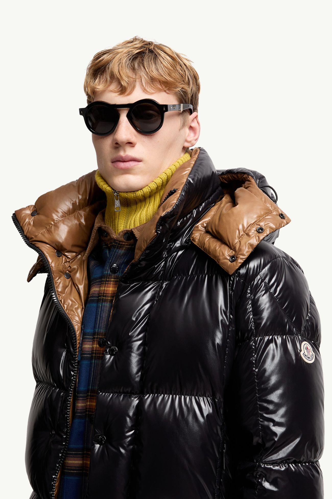 Gafas de sol redondas Glisse De Género Neutro Negro Brillante Moncler 2