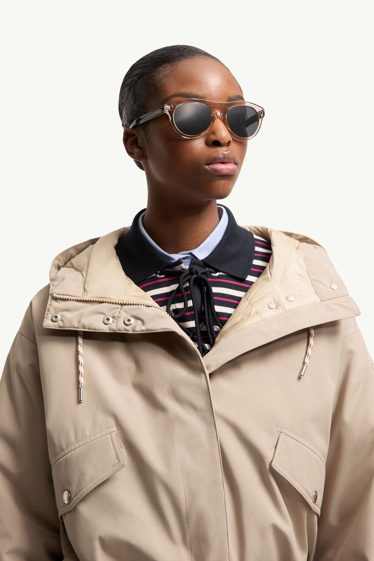 Splash 타원형 선글라스 젠더 뉴트럴 샤이니 트랜스페어런트 오프 화이트 Moncler 1