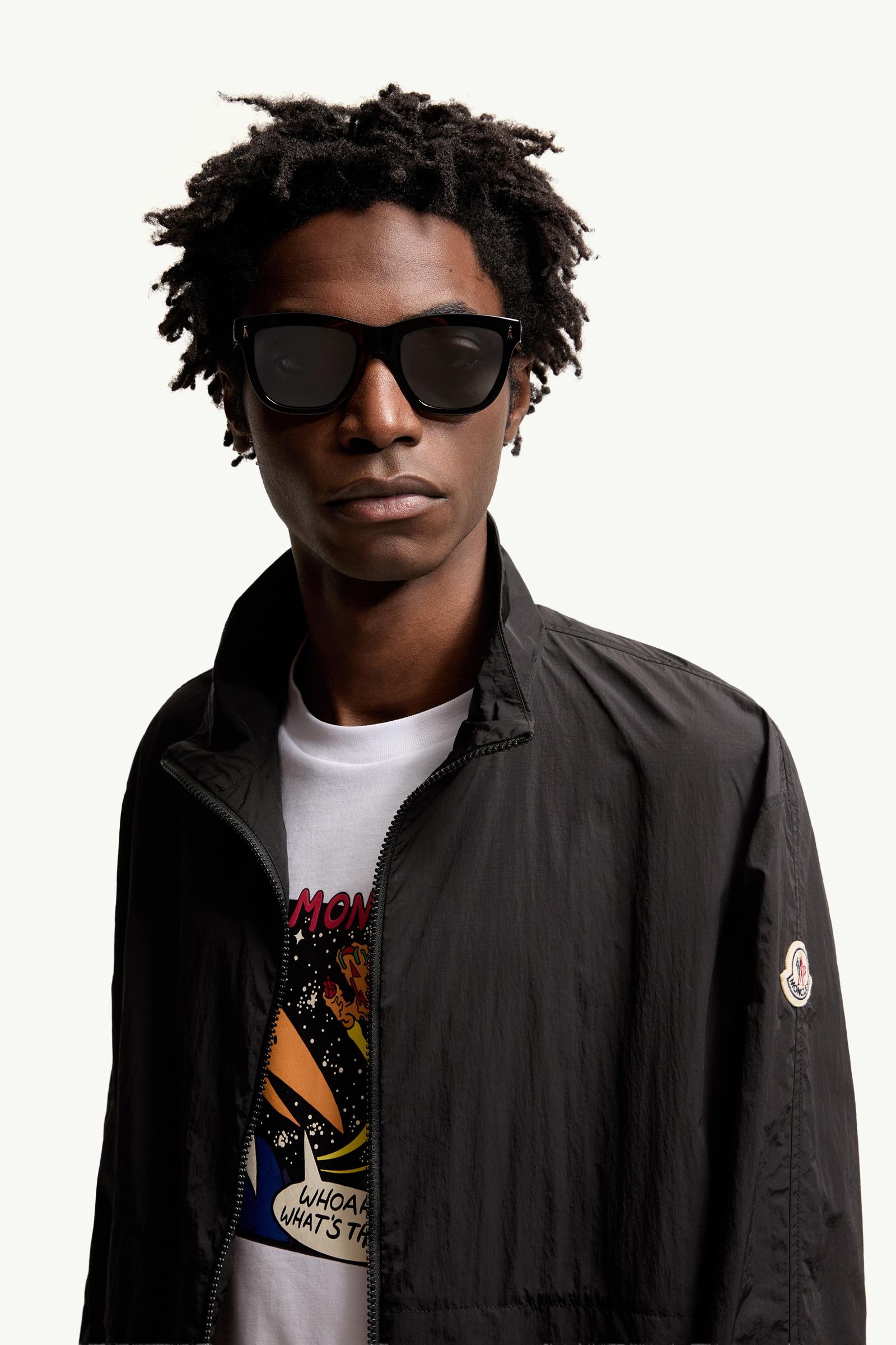 MONCLER サングラス ブラック Shiny Black Bronzz Rectangular Sunglasses - Sunglasses for Men