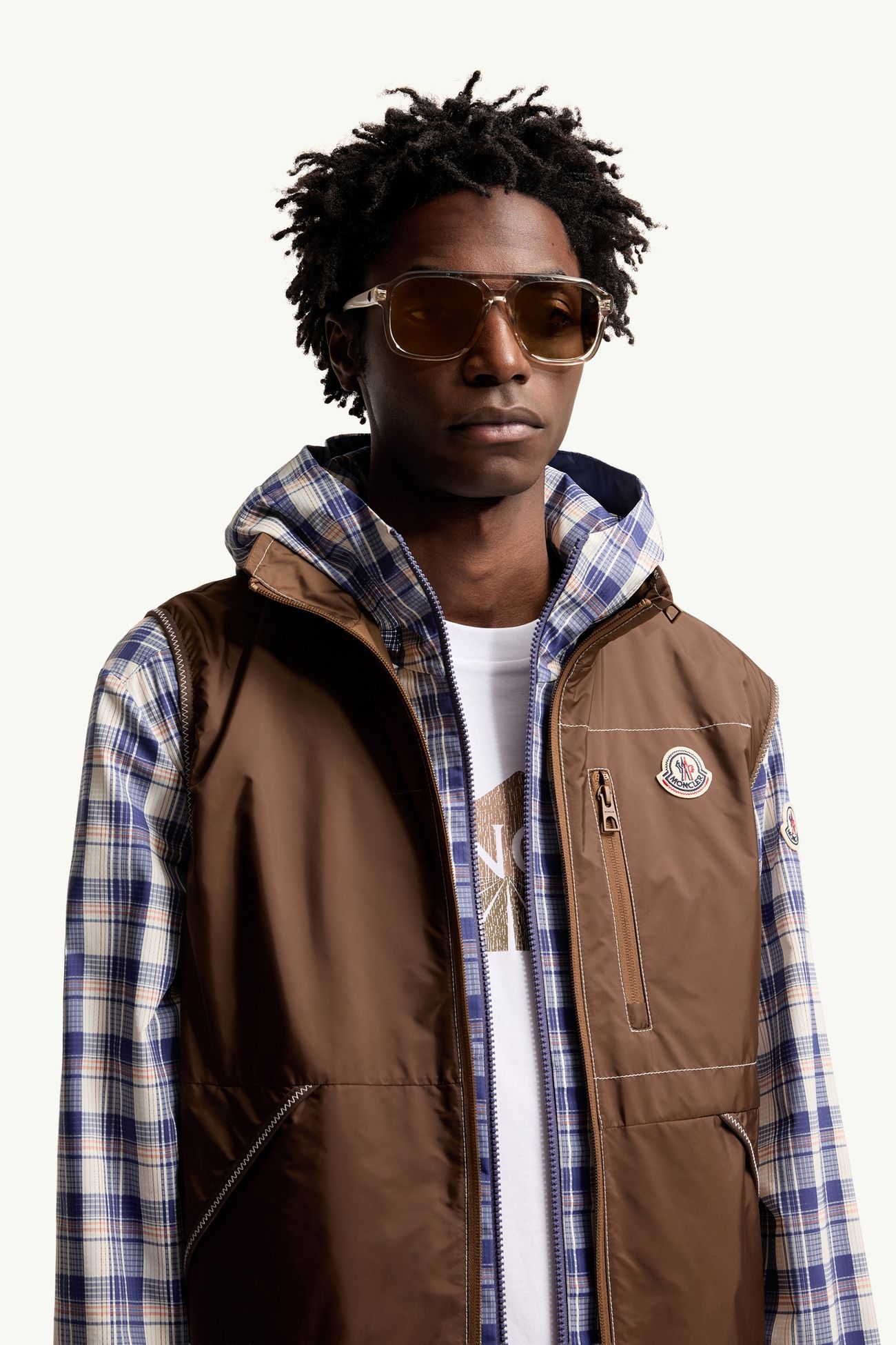 Gafas de sol rectangulares Vantos De Género Neutro Blanco Roto Transparente Brillante Moncler 2