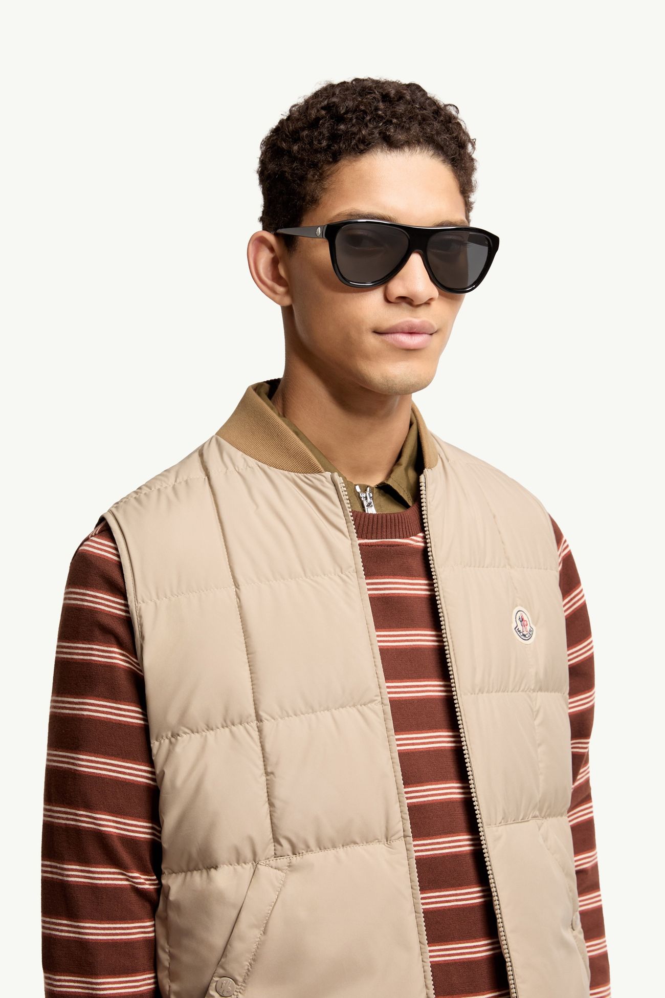 Gafas de sol de aviador Incline De Género Neutro Negro Brillante Moncler 1