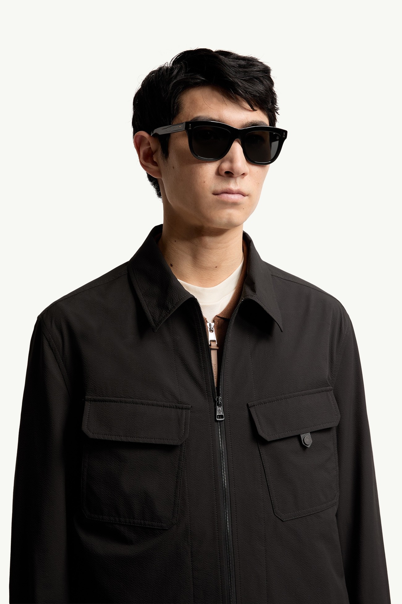 Clasico Rectangular Sunglasses Gender Neutral Shiny Black Moncler 2