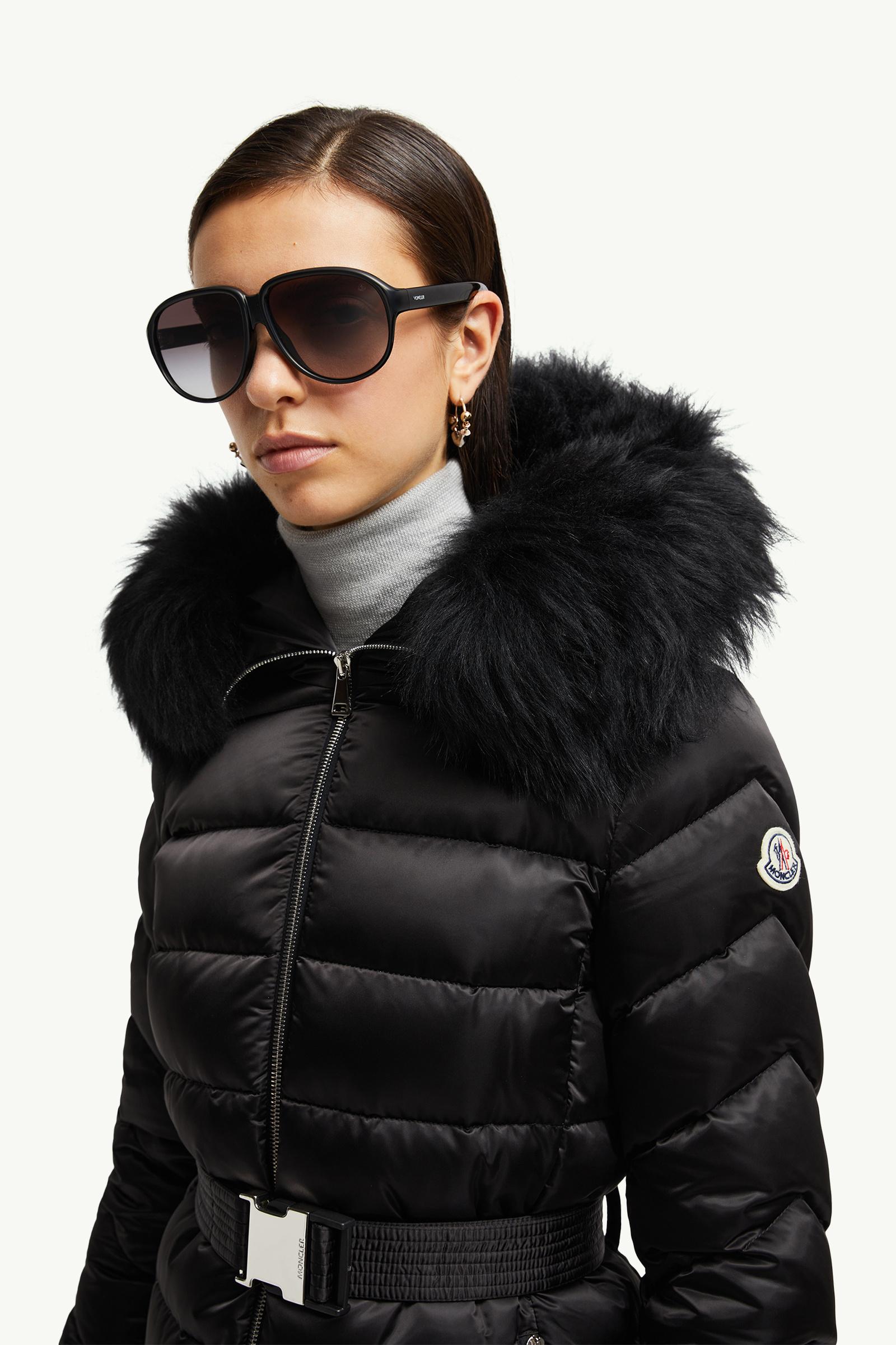 Halcyonne Pilot Sunglasses Gender Neutral Shiny Black Moncler 1