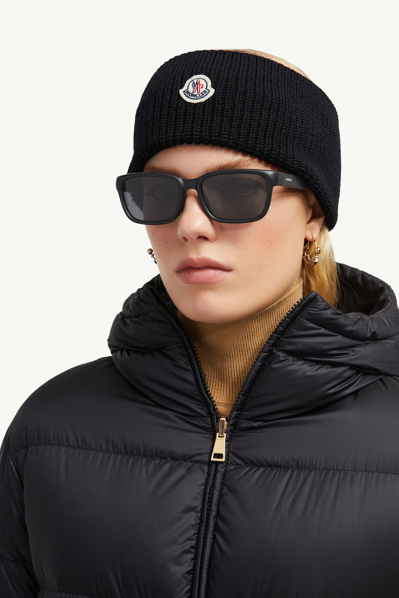 Slicka長方形太陽眼鏡 中性 啞光黑色 Moncler 7