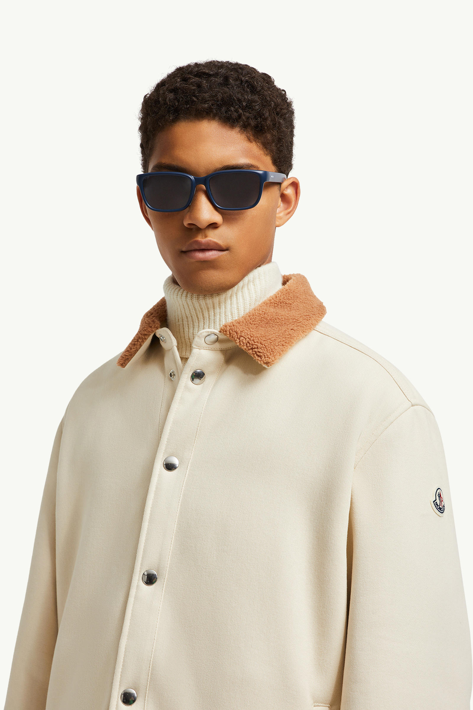 Slicka長方形太陽眼鏡 中性 啞光藍色 Moncler 1