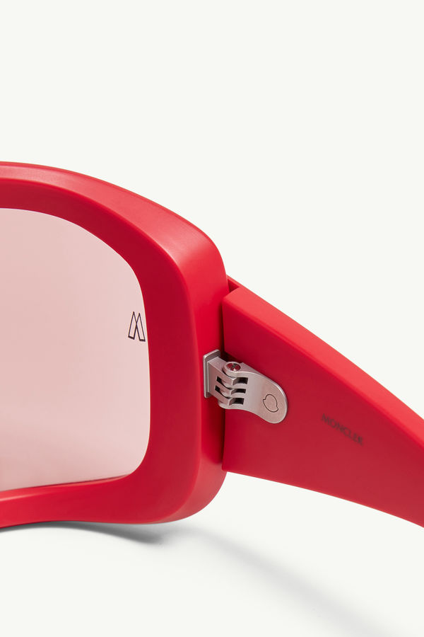 Snowseeker rechteckige Sonnenbrille Genderneutral Mattes Rot Moncler 6