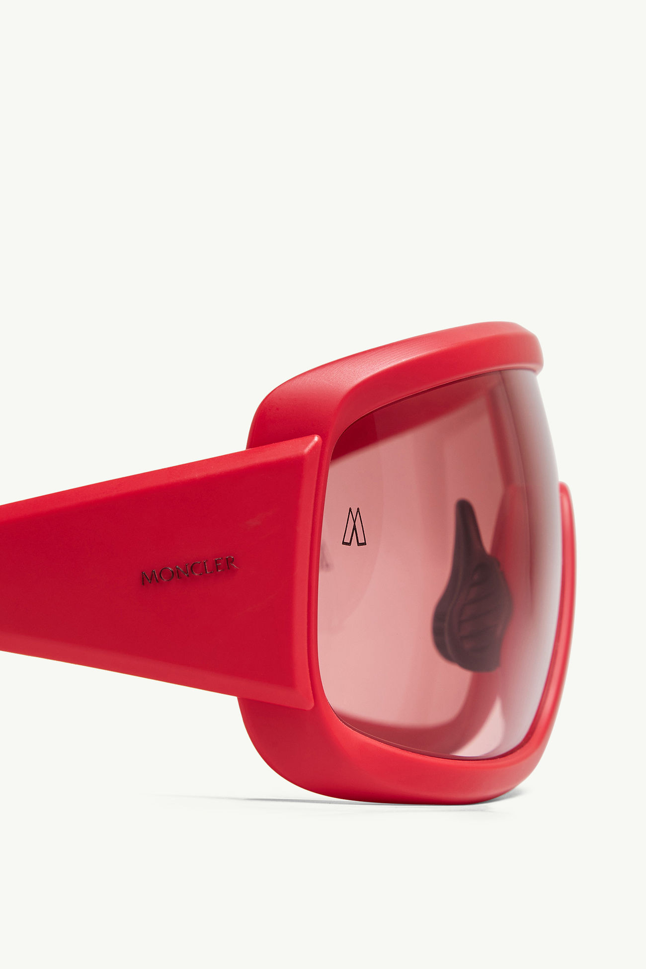 Snowseeker rechteckige Sonnenbrille Genderneutral Mattes Rot Moncler 7