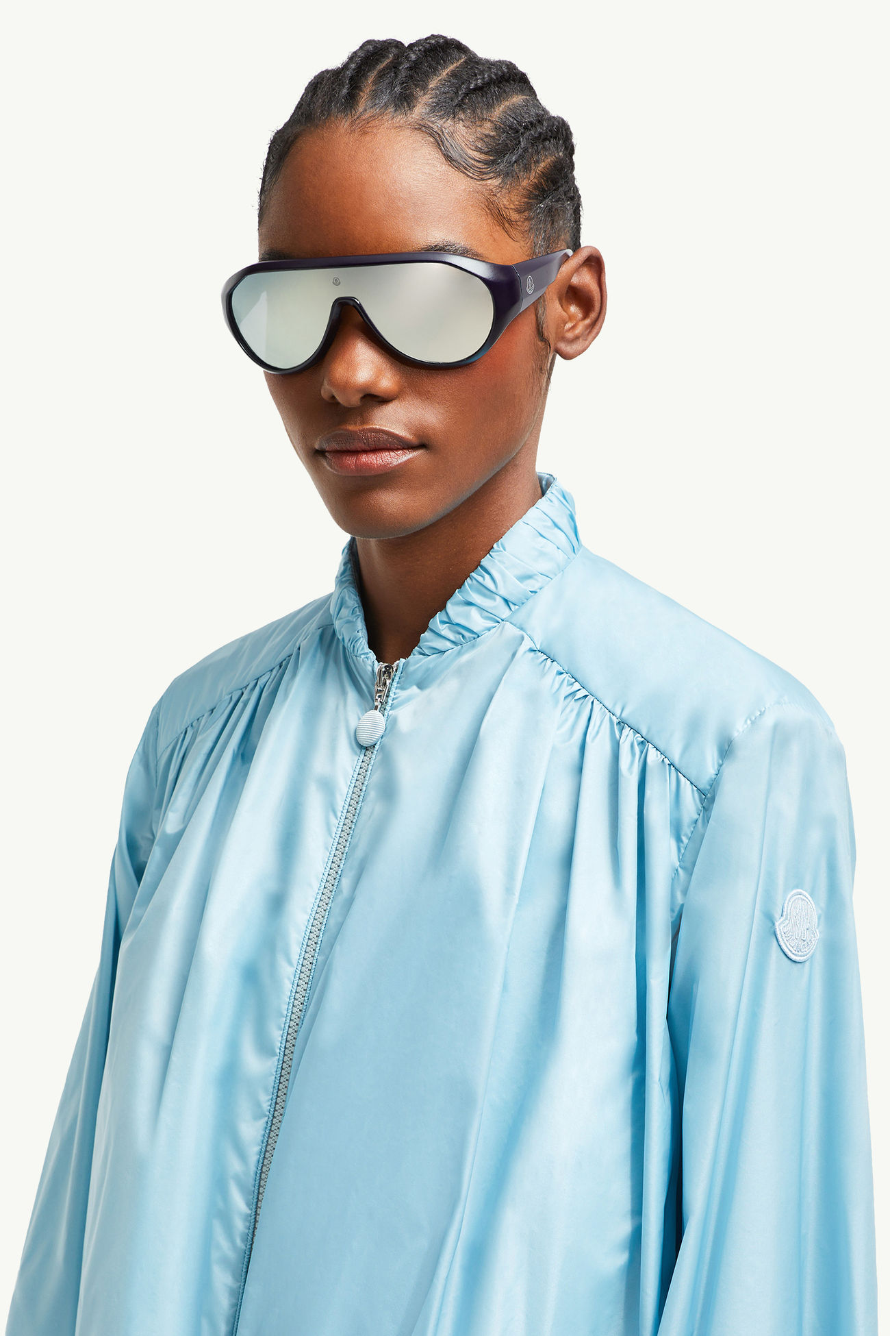 Bombolle ovale Sonnenbrille MATTES DUNKELBLAU Moncler 1