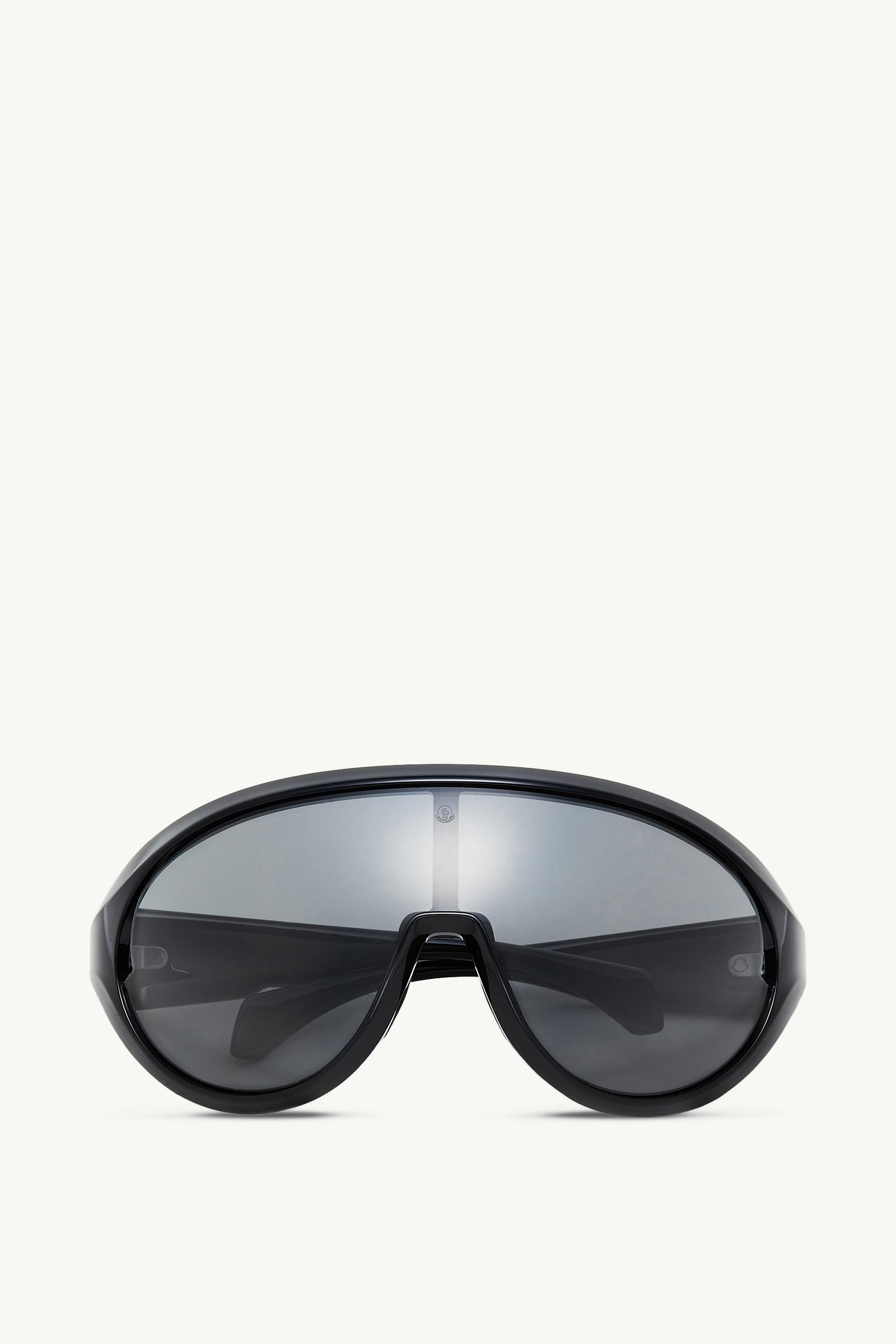 Shiny Black Contrast Oval Sunglasses - Sunglasses for Men | Moncler US