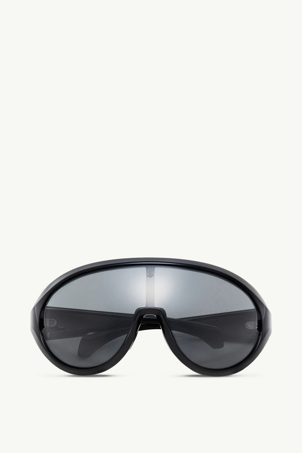 Contrast Oval Sunglasses Shiny Black Moncler 0