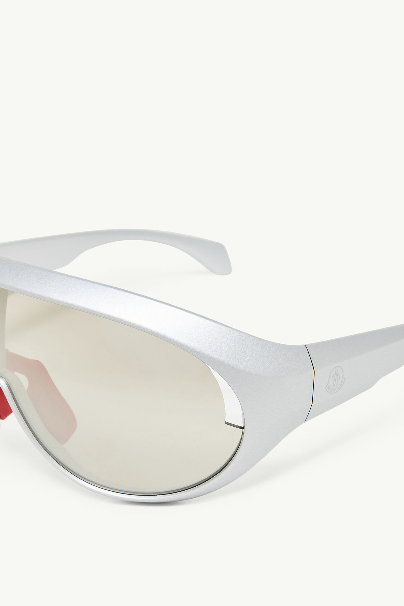 Contrast ovale Sonnenbrille Mattes Silber Moncler 3