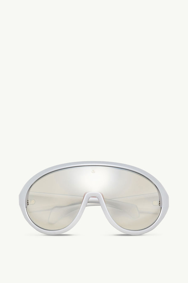 Contrast Oval Sunglasses Matte Silver Moncler 0