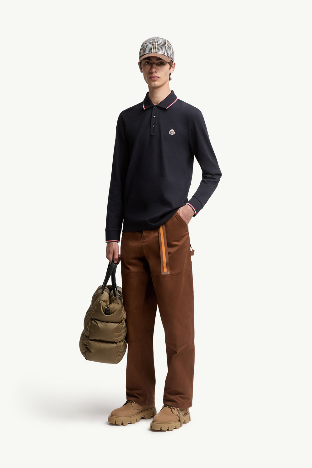 Long Sleeve Polo Shirt Men Dark Blue Moncler 0