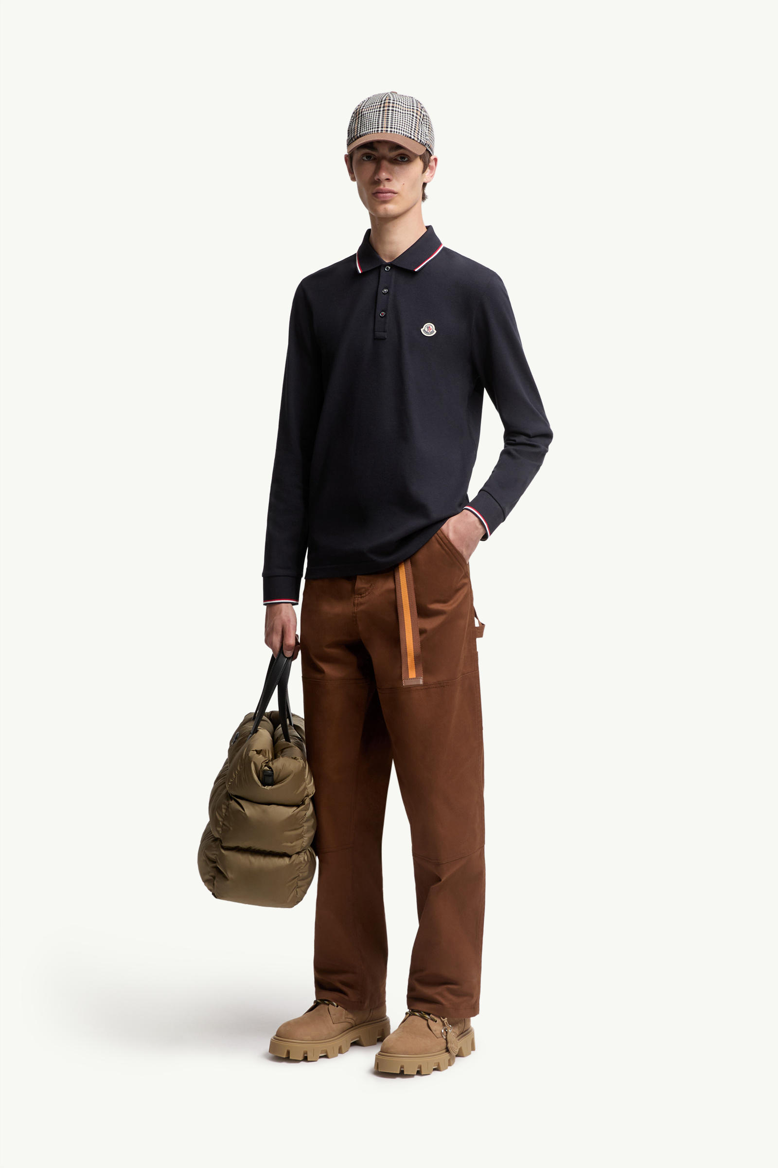 Long Sleeve Polo Shirt Men Dark Blue Moncler 0