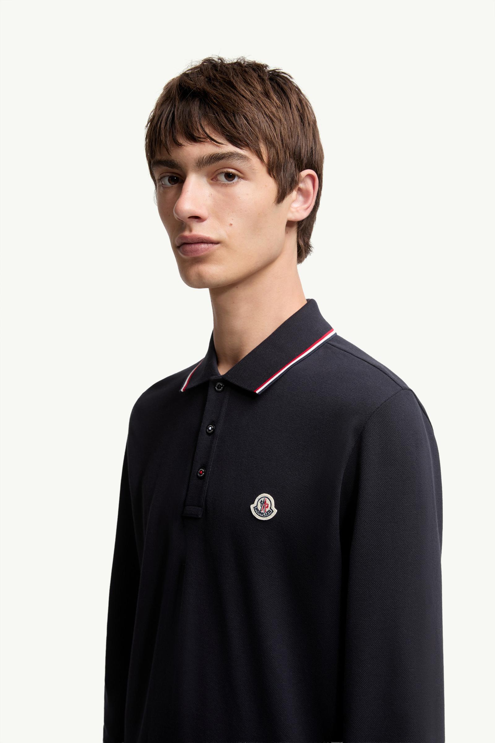 Long Sleeve Polo Shirt Men Dark Blue Moncler 1