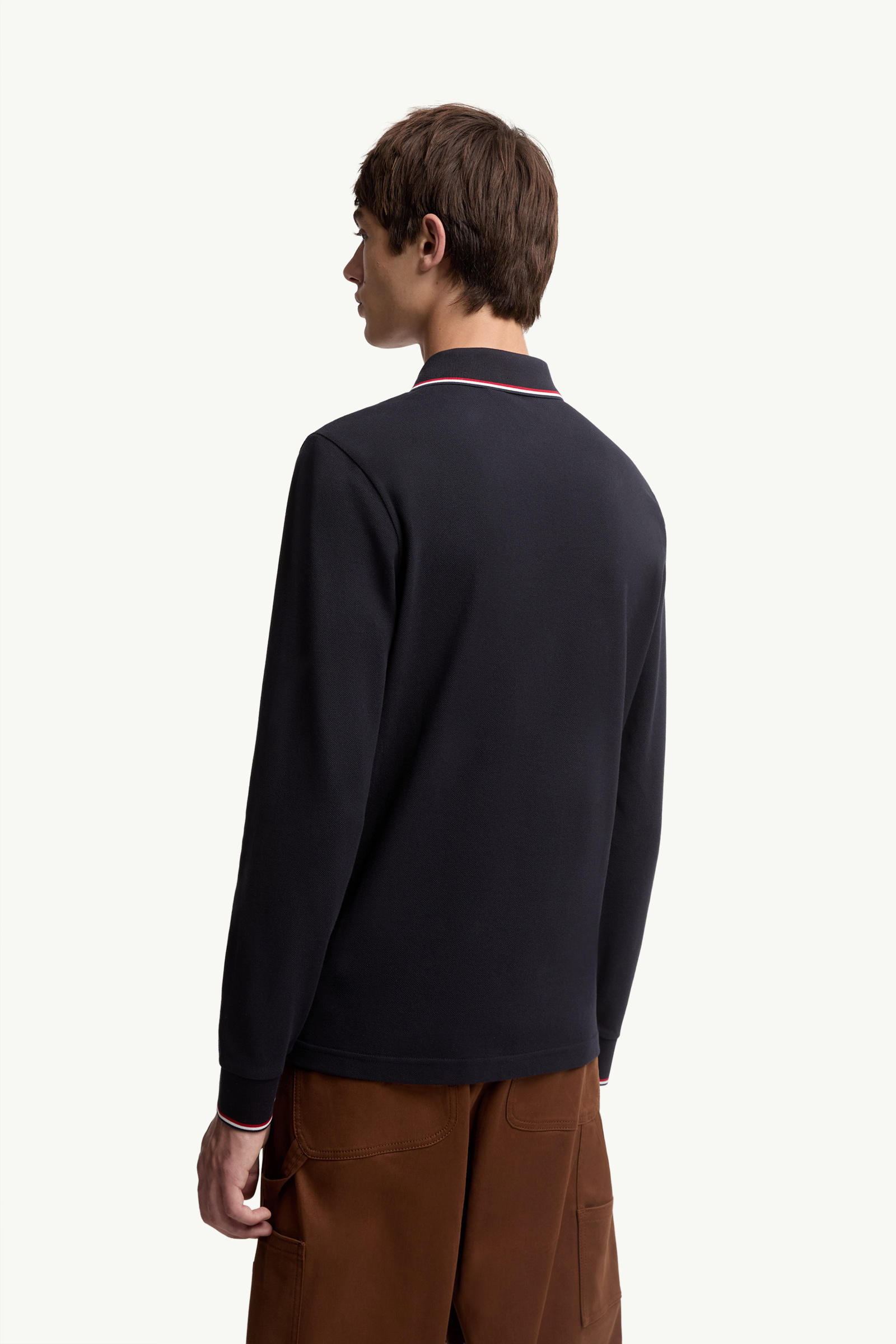 Long Sleeve Polo Shirt Men Dark Blue Moncler 4