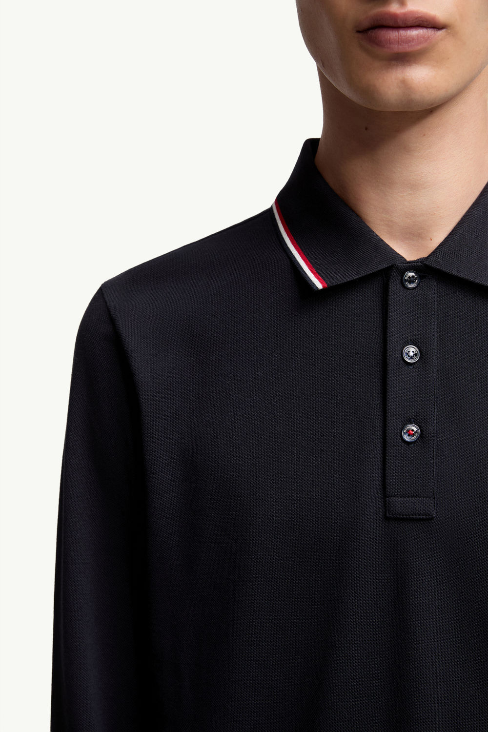 Long Sleeve Polo Shirt Men Dark Blue Moncler 5