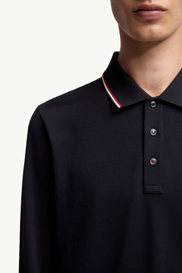 Long Sleeve Polo Shirt Men Dark Blue Moncler 5