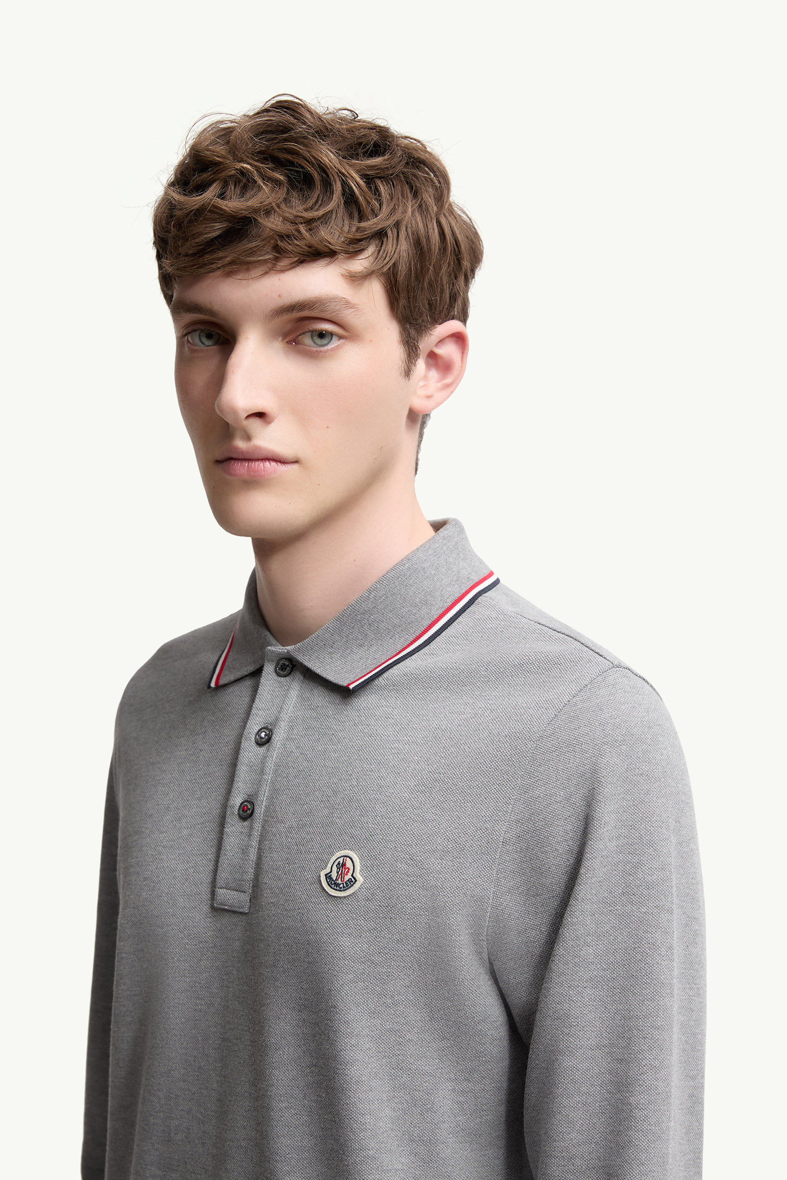男士徽标纯色长袖Polo衫 男士 灰色 Moncler 1