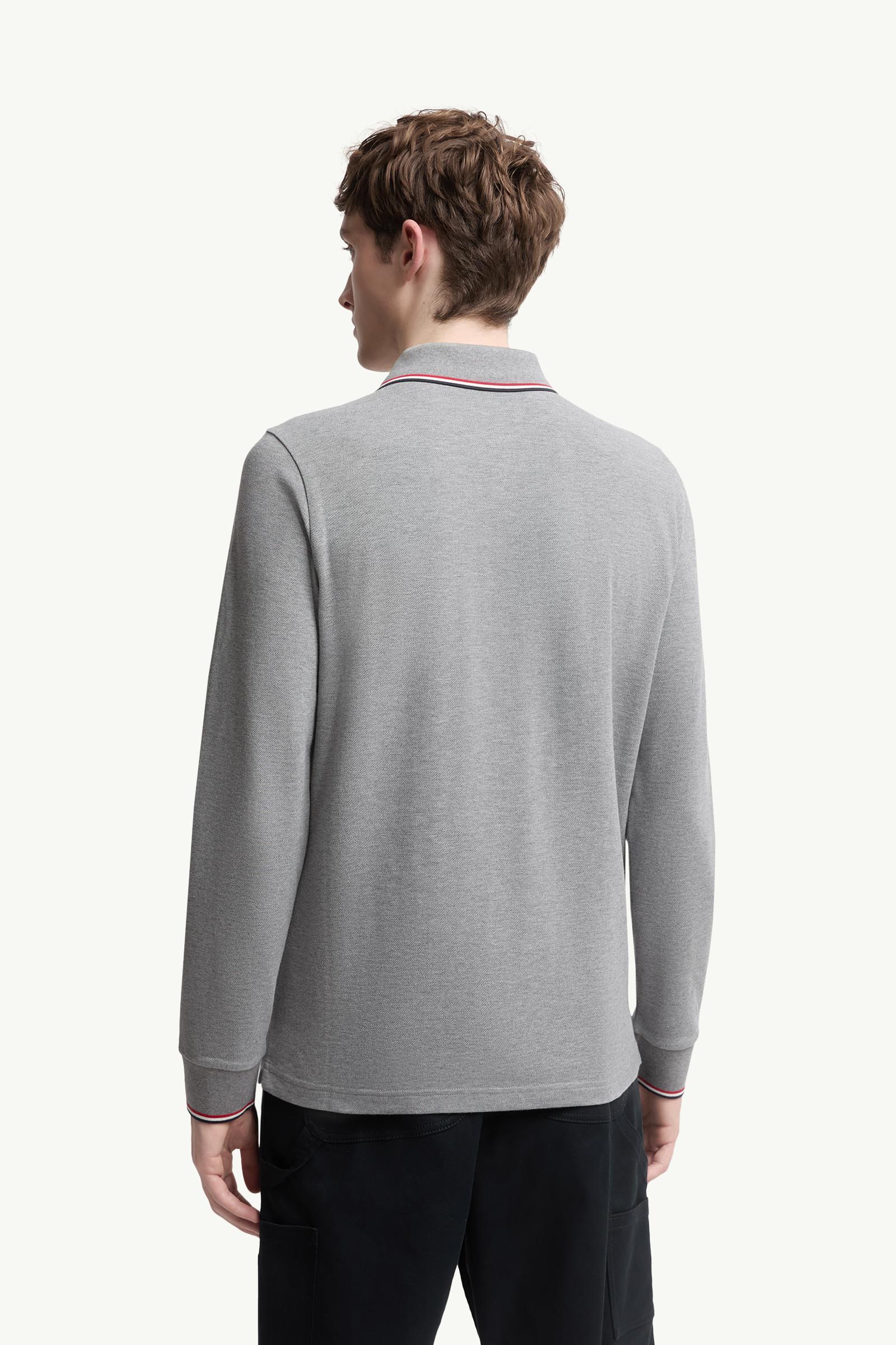 MONCLER モンクレール グレー長袖ポロシャツ メンズ スリムフィット