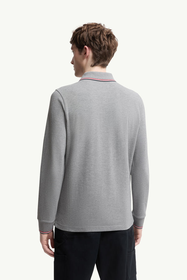 Long Sleeve Polo Shirt Men Gray Moncler 4