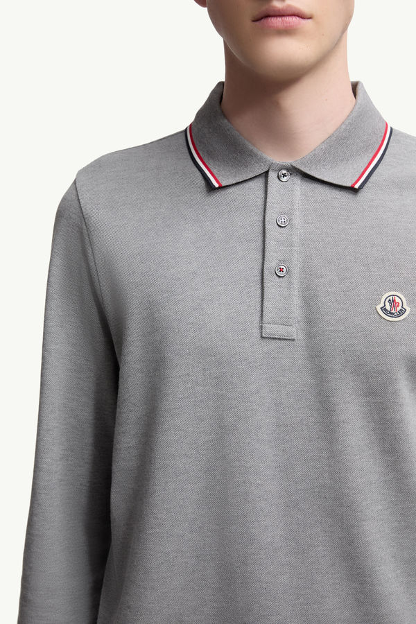Long Sleeve Polo Shirt Men Gray Moncler 5