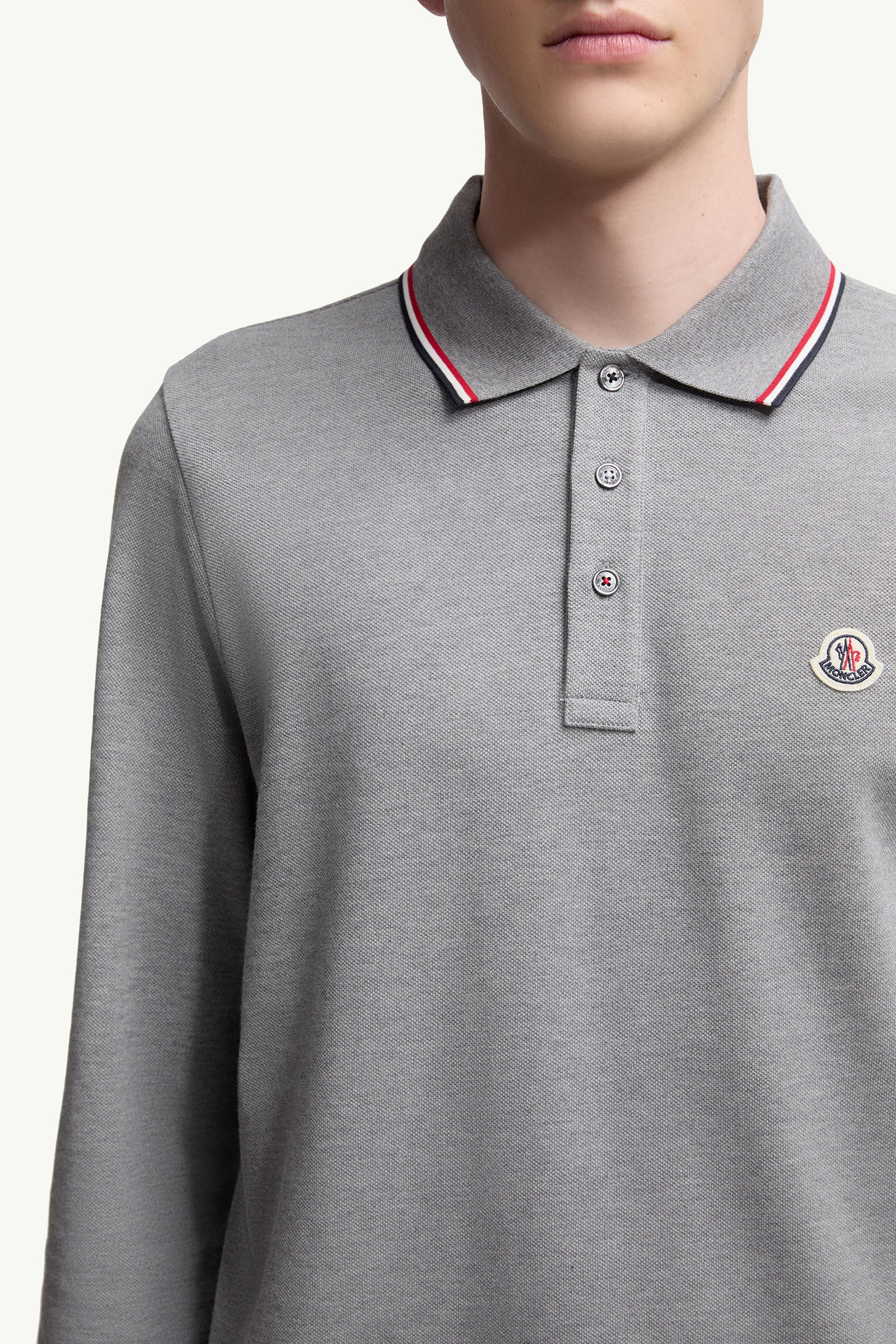 男士徽标纯色长袖Polo衫 男士 灰色 Moncler 5