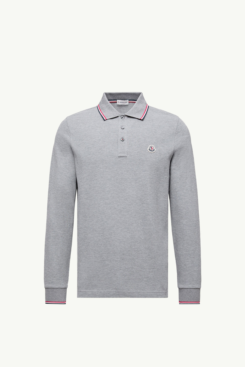 Long Sleeve Polo Shirt Men Gray Moncler 2