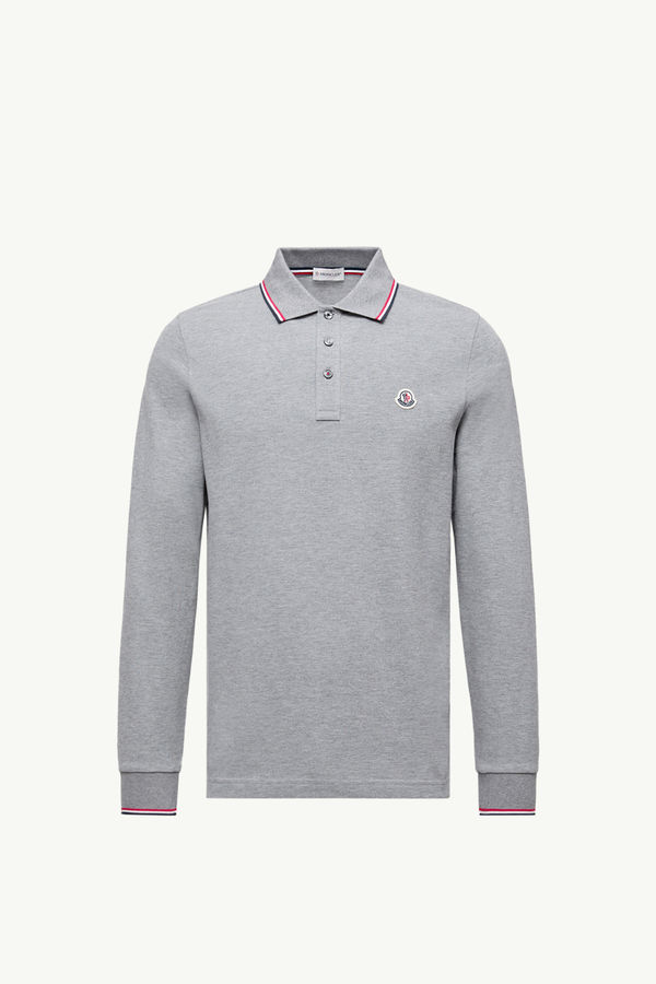 Long Sleeve Polo Shirt Men Gray Moncler 2