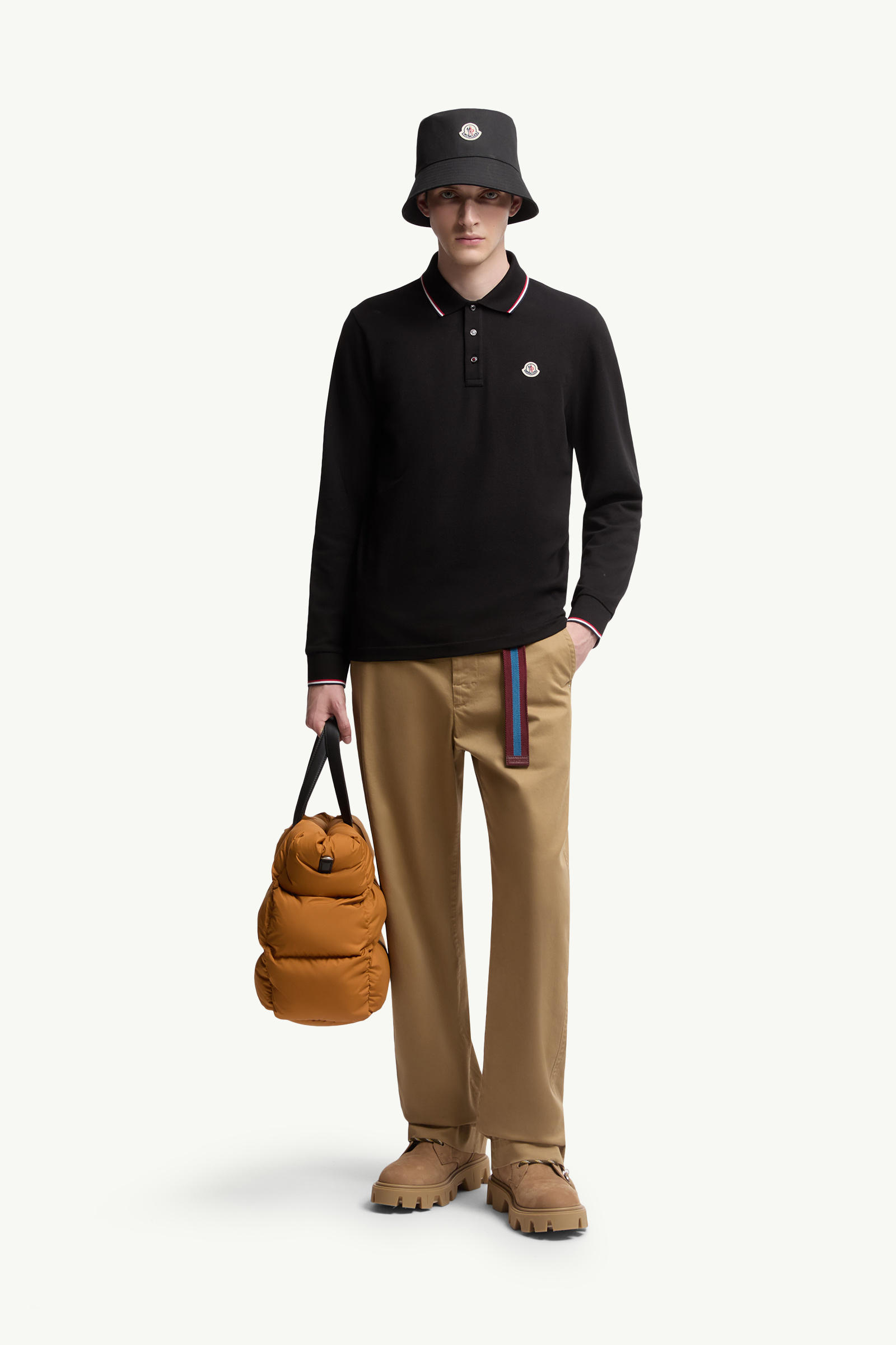 男士徽标纯色长袖Polo衫 男士 黑色 Moncler 0