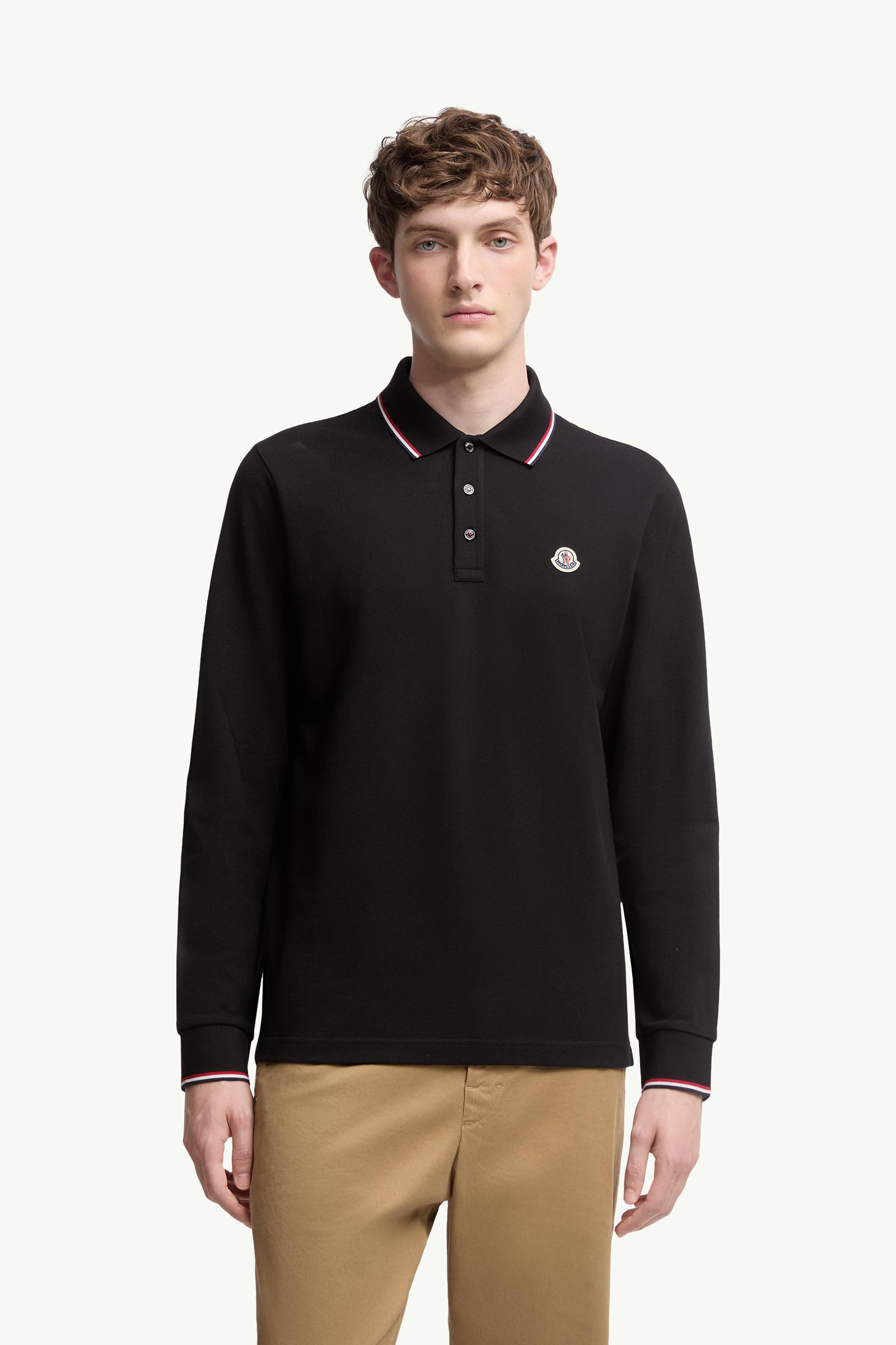 美品】MONCLER ブラック 長袖ポロシャツ L MONCLER 長袖ポロシャツ 