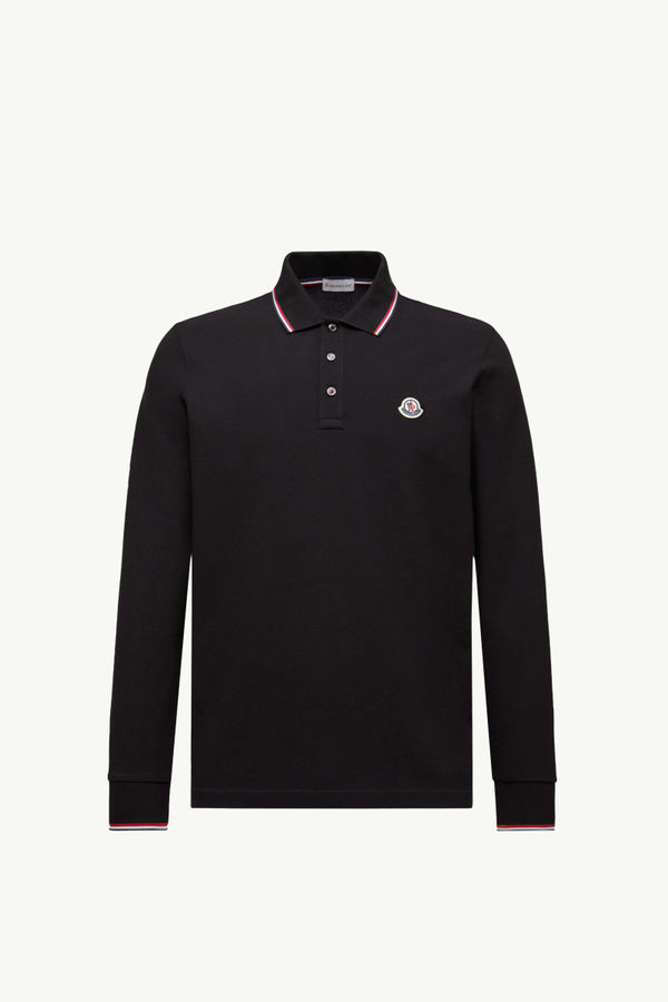 Long Sleeve Polo Shirt Men Black Moncler 2