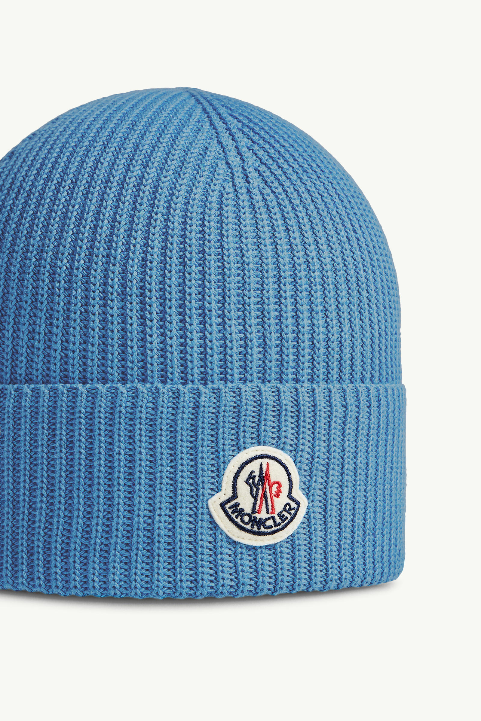 Cotton Beanie Men Light Blue Moncler 2