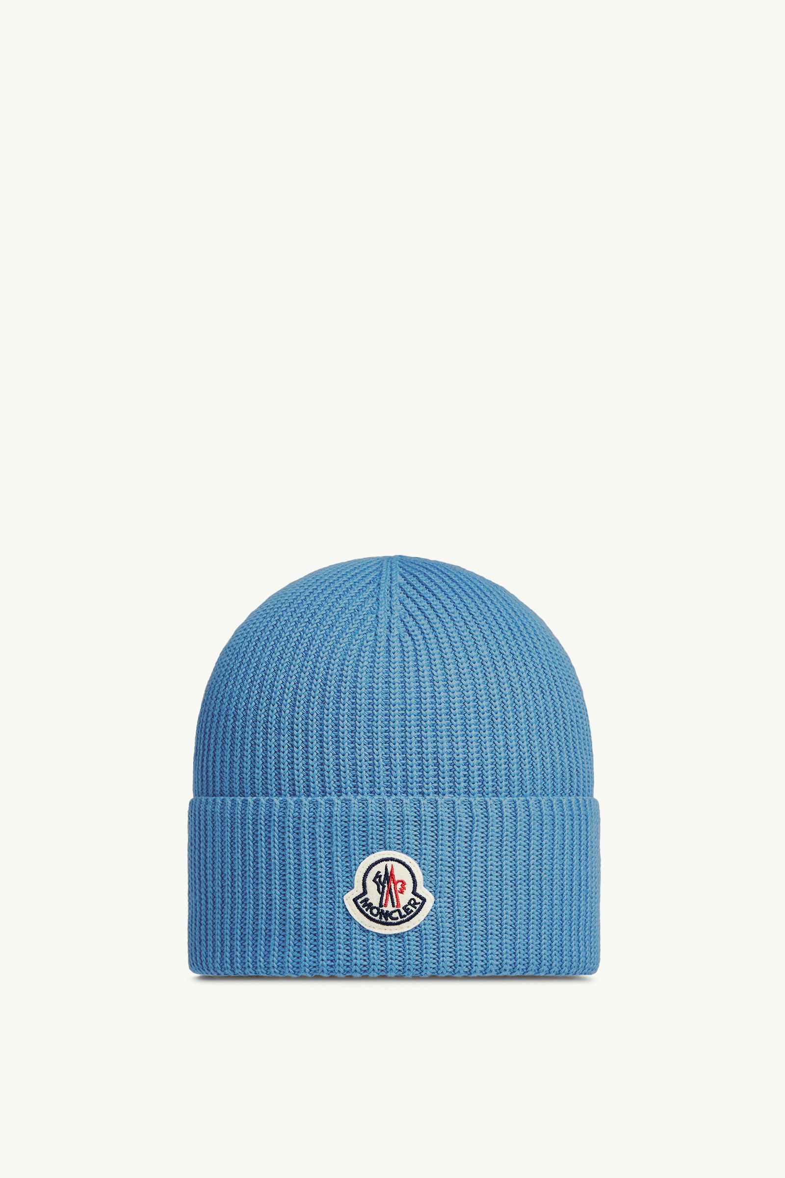 Cotton Beanie Men Light Blue Moncler 0