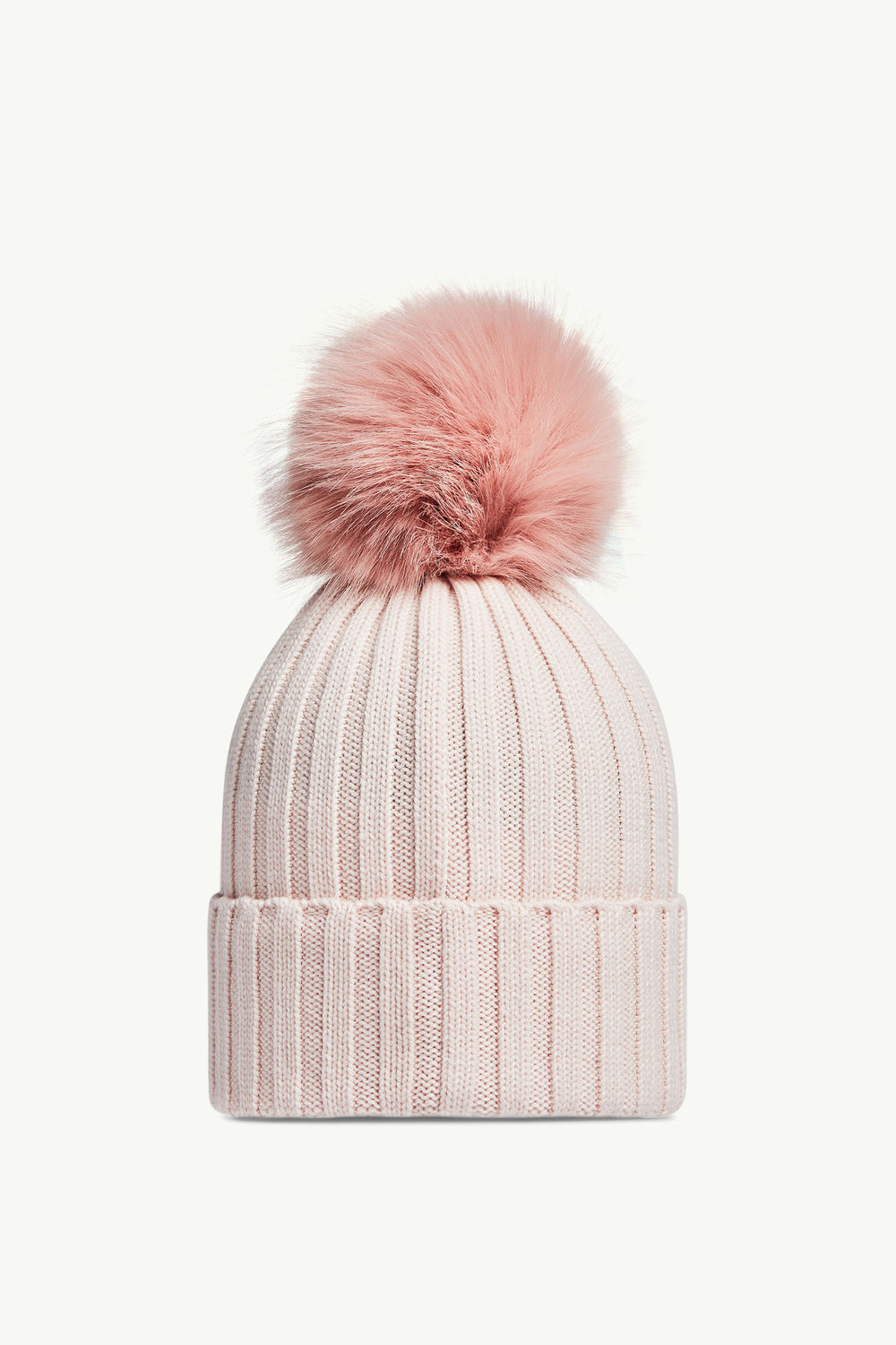Wool Beanie with Pom Pom Women Light Pink Moncler 3