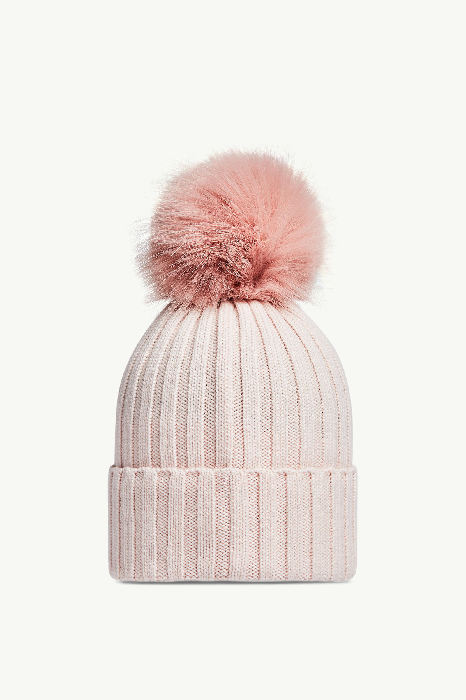 Wool Beanie with Pom Pom Women Light Pink Moncler 3