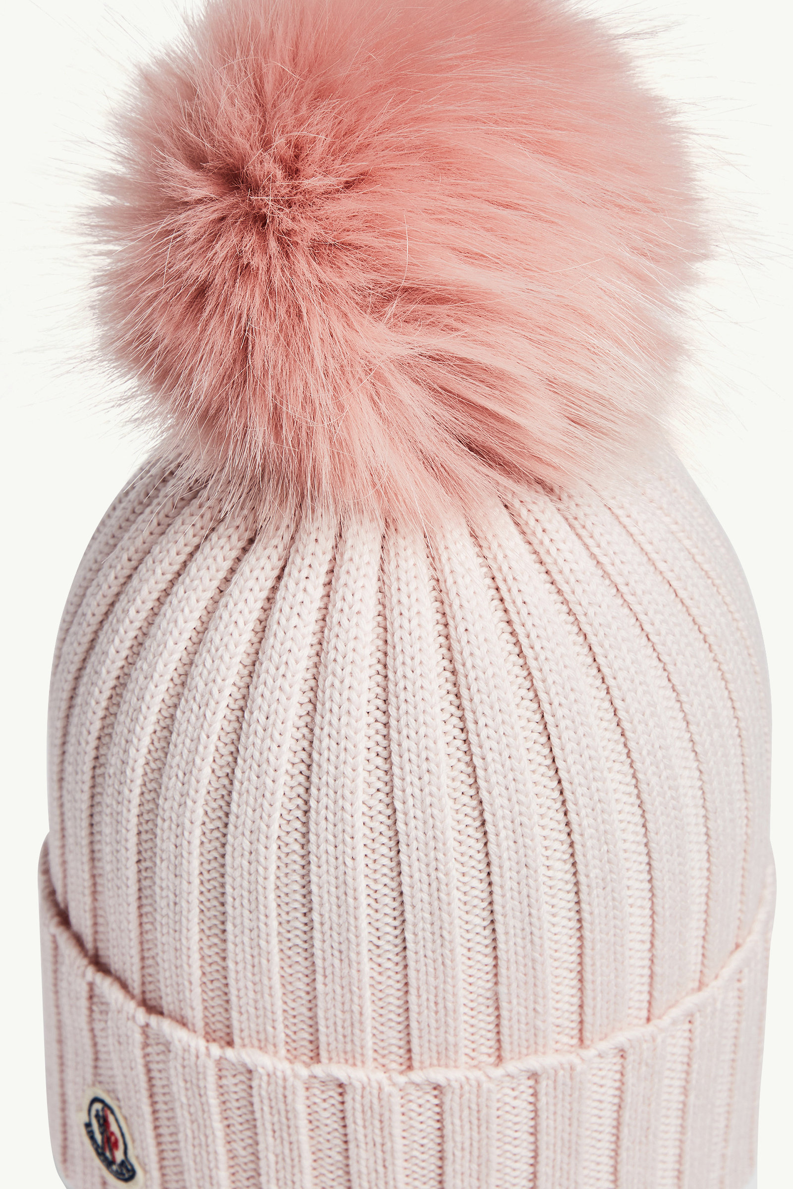 Wool Beanie with Pom Pom Women Light Pink Moncler 4