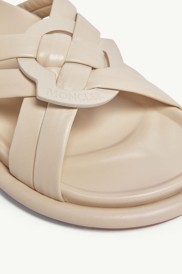 Bell Soft Leather Sliders Women Beige Moncler 1