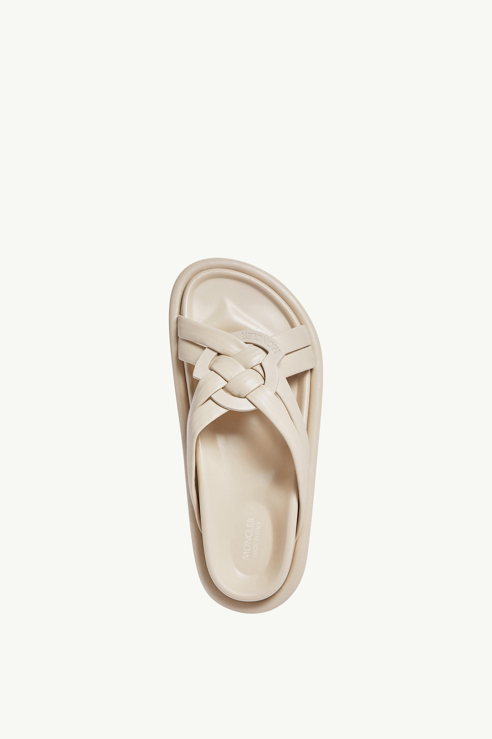 Bell Soft Leather Sliders Women Beige Moncler 3