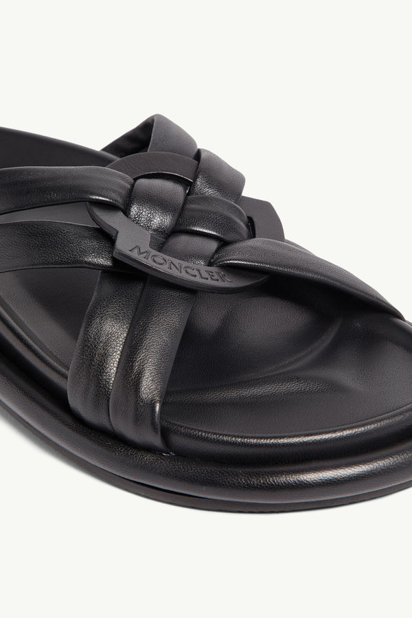 Bell Soft Leather Sliders Women Black Moncler 1