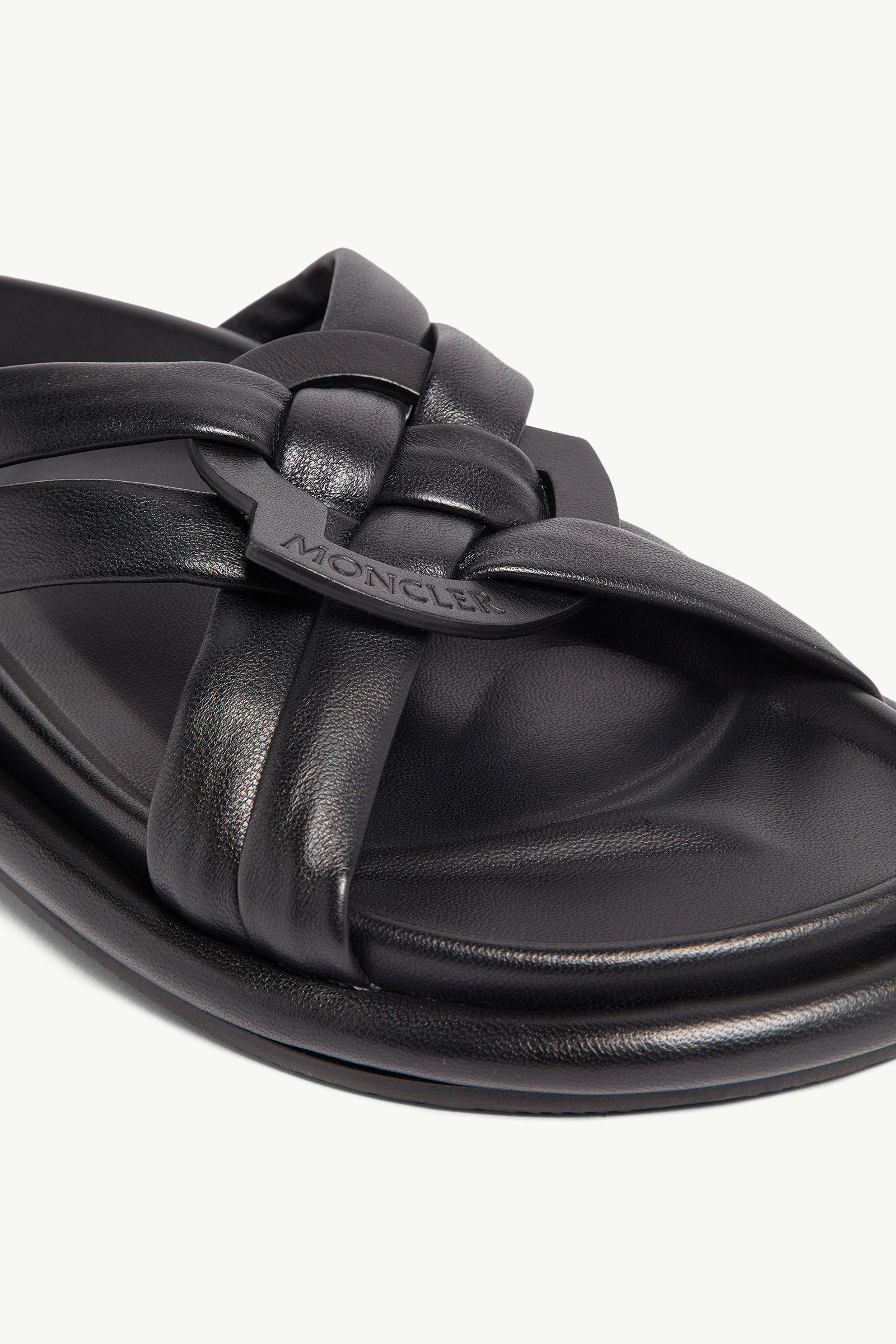 Bell Soft Leather Sliders Women Black Moncler 1